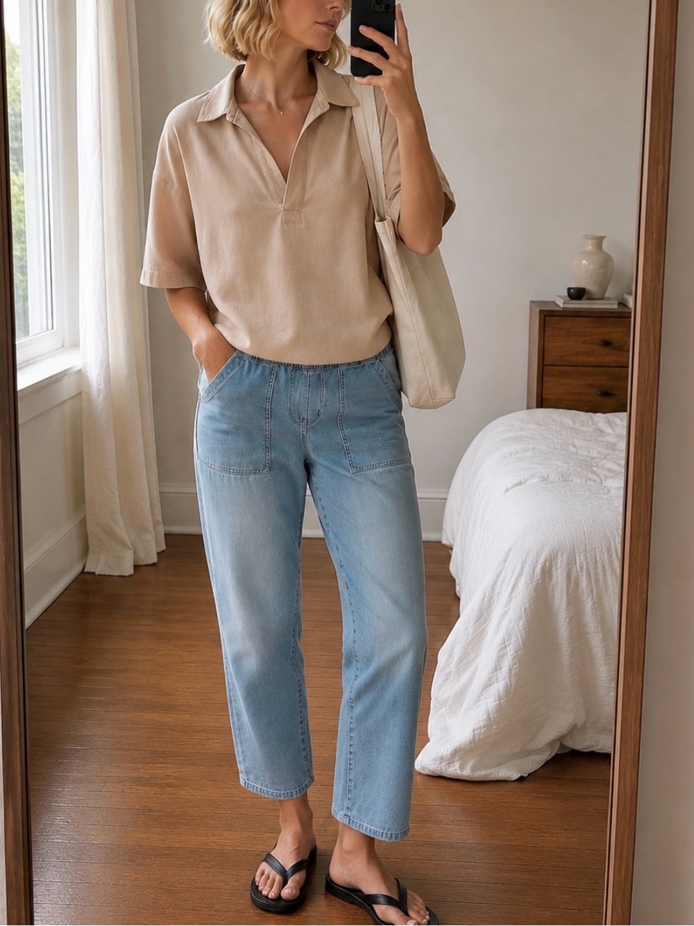 Pull-On Relaxed Jeans in Bellview Wash
Ankle Jeans size Small